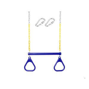 18" Trapeze Swing Bar Rings 48" Heavy Duty Plastic Coated Chains Swing Set Accessories Playground Swing Seat…