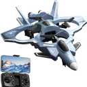 RC Fighter Jet, RC Plane 2.4GHz 4CH Remote Control Airplane with Camera, Foam RC Aircraft Glider with 3D Flip, Altitude Hold, Headless Mode, Easy to Fly for Adults Beginners (Gray) (1 Battery)