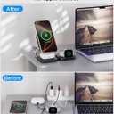 3-in-1 Wireless Charging Station for iPhone 16 15 14 13 12, Airpods, Apple Watch, Travel Charger Station for Multiple Devices, Best Travel Gifts for Men Who Have Everything Black