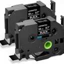 Label KINGDOM Label Compatible with Brother TZe-345 White on Black Label Maker Tape for PT1800 PTE300 PTD400AD Cube, 18mm 0.7 Inch x 26.2 Feet 8m, 2-Pack