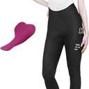 INBIKE 3D Padded Cycling Bib Pants for Women, High Waist Breathable Quick Dry Bib Tights, Lightweight Elastic with Pocket (Black, XL)