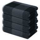 Mordimy 100% Cotton Waffle Weave Kitchen Towels, 13 x 28 Inches, Super Soft and Absorbent Buffalo Check Dish Towels for Drying Dishes, 4-Pack, Black & Grey