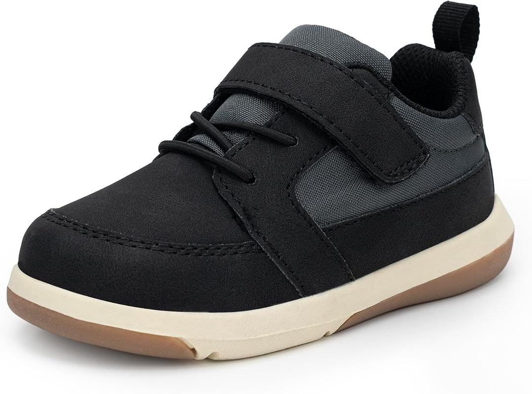 SKYWHEEL Toddler Boy Shoes Stain and Water Resistant PU Upper Casual Sneakers for Toddlers with Hook and Loop Easy On and Off Comfort Outsole Non-Slip Lightweight for Running Walking School, 10