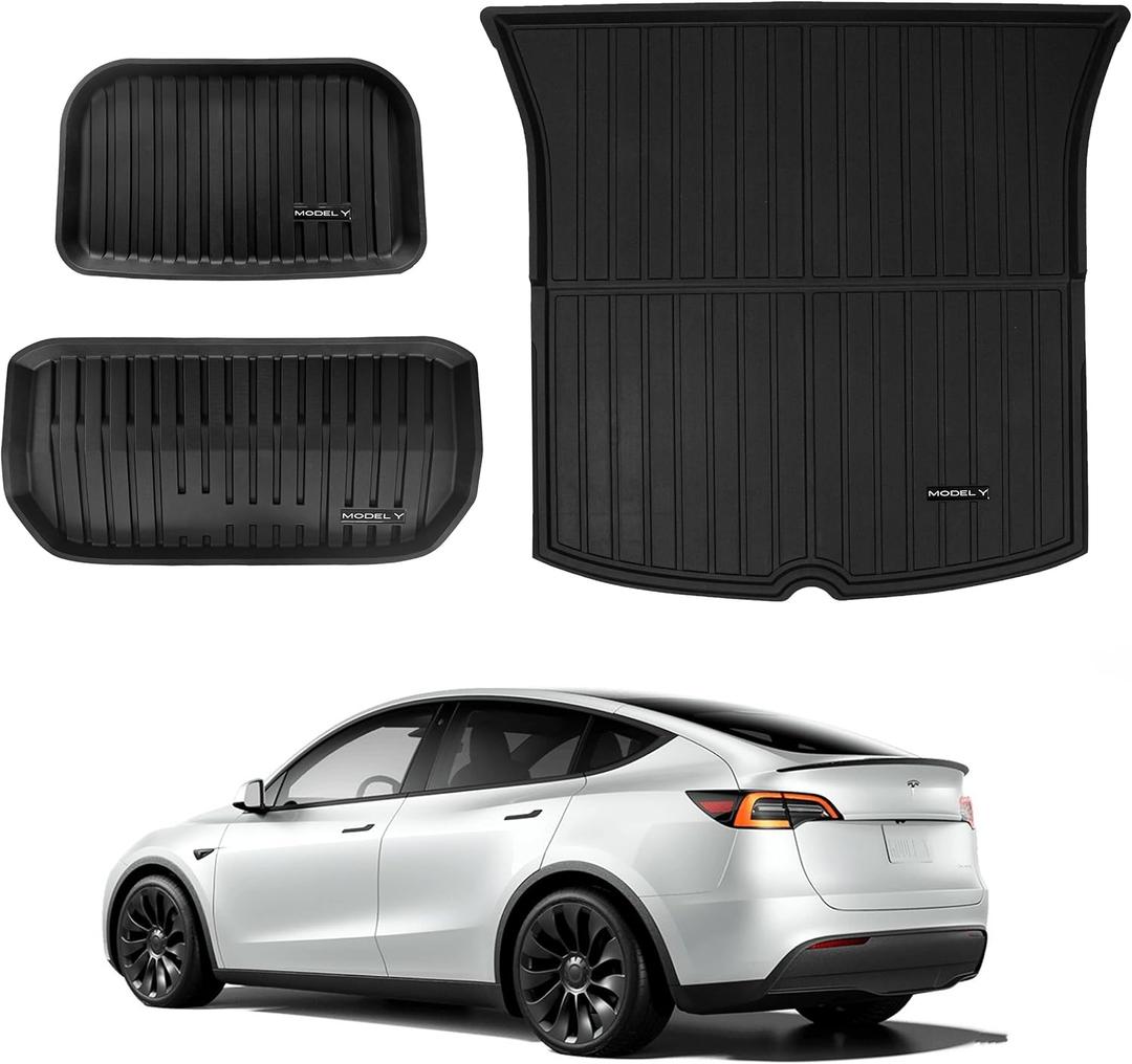 Pedigree 3D TPE Material Tesla Model Y Trunk Mat Ful Cover All Weather Rear Trunk Storage Mat Custom Fit Heavy Duty Rubber Odorless My Accessories 2020 2021 2022