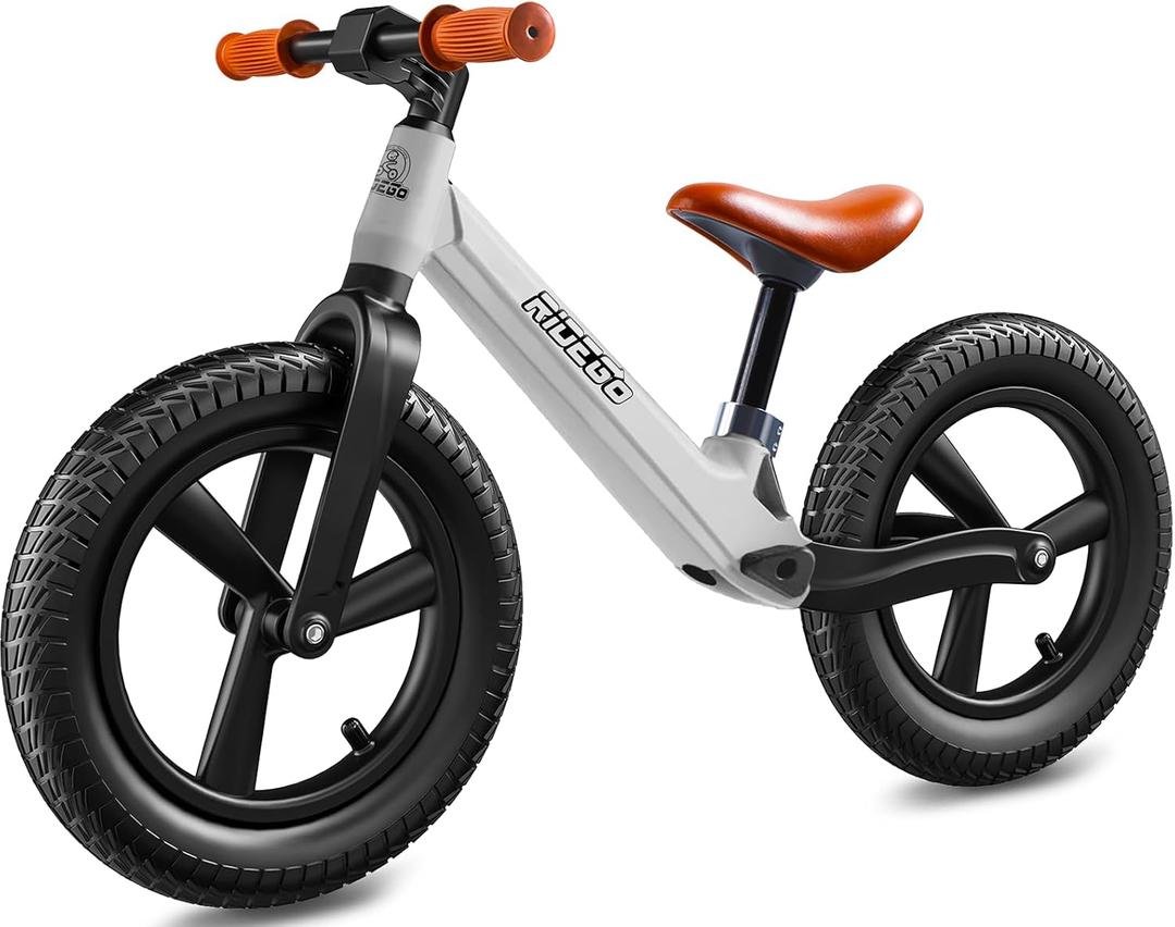 Ridego 14 Inch Balance Bike for Kids 3-6 Year Old,Lightweight Kids Bike with Adjustable Seat, Push Bicycle with Air Rubber TiresRide-on Toys Birthday Gift (White)