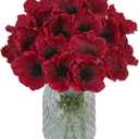 IPOPU Burgundy Poppy Flowers 20pcs Artificial Poppies PU Real Touch Faux Poppy Bulk Fake Flower Arrangements for Wedding Centerpieces, Home Table, Bridal Shower Party Decorations(Burgundy)