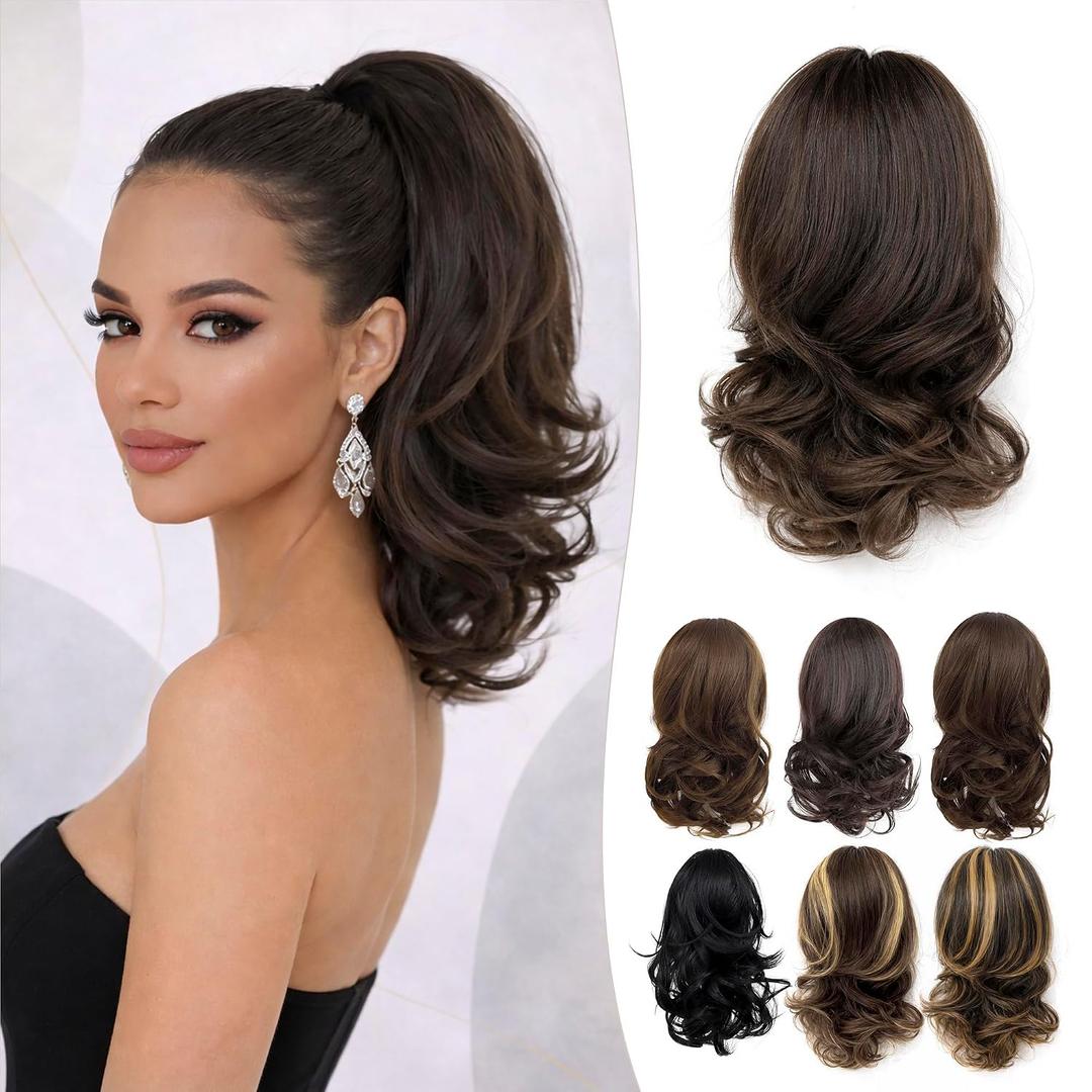 Curly Claw Clip Ponytail Extension Clip on Ponytail For Women 14 Inch Pony Tails Hair Extensions Clip in Ponytail (#5 Chocolate Brown)