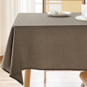 AUSSPVOCT Textured Tablecloth Rectangle 60x84 Water Resistant Spill-Proof Wipeable Table Cloth Wrinkle Free Fabric Dining Table Cover for Birthday Party Farmhouse Spring Kitchen Tablecloths (Mocha)