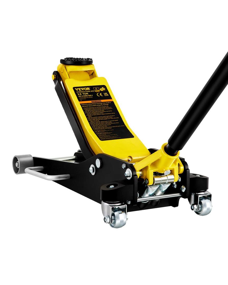 VEVOR 3 Ton Low Profile , Aluminum and Steel Racing Floor Jack with Dual Pistons Quick Lift Pump for Sport Utility Vehicle, Lifting Range 3-6/11"-19-11/16", Yellow, Black VEVOR 3 Ton Low Profile , Aluminum and Steel Racing Floor Jack with Dual Pistons Quick Lift Pump for Sport Utility Vehicle, Lifting Range 3-6/11"-19-11/16", Yellow, Black
