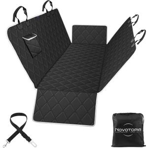 Dog Car Seat Cover for Back Seat 100% Waterproof, Long-Lasting and Soft Nonslip Backseat Cover for Cars, SUVs and Trucks, 600D Oxford Fabric, Black-White, Standard (54" W x 59" L)