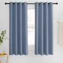 NICETOWN Blackout Stone Blue Curtains 63 inch Length - Window Treatment Energy Saving Thermal Insulated Room Darkening Grommet Drapes for Living Room (1 Panel, W46 x L63)