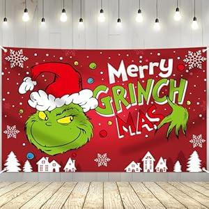 Merry Christmas Banner 5x3FT Holiday Party Decorations for Kids Home, Christmas Backdrop and Decor