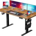 Marsail 55x24 Electric Standing Desk - Adjustable Height Computer Desk with Memory Presets, Storage Bag & Cable Management for Home Office & Gaming Workstations (Vintage Brown)