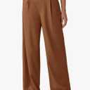 Willit Women's Linen Pants Wide Leg Work Dress Pants Casual Slacks Business Pants with Pockets, Large, Caramel
