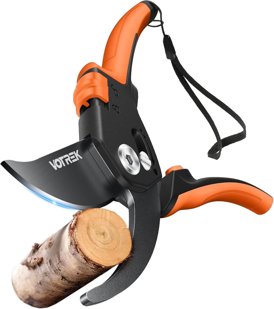 VOTREK Pruning Shears, [Patented Stepless Handle Opening] - Garden Clippers with Ultra-Sharp SK5 Steel for Weak Hand, Bonsai Scissor Universal Fit for All Hand Sizes, Effortlessly Cut 1-Inch Branches