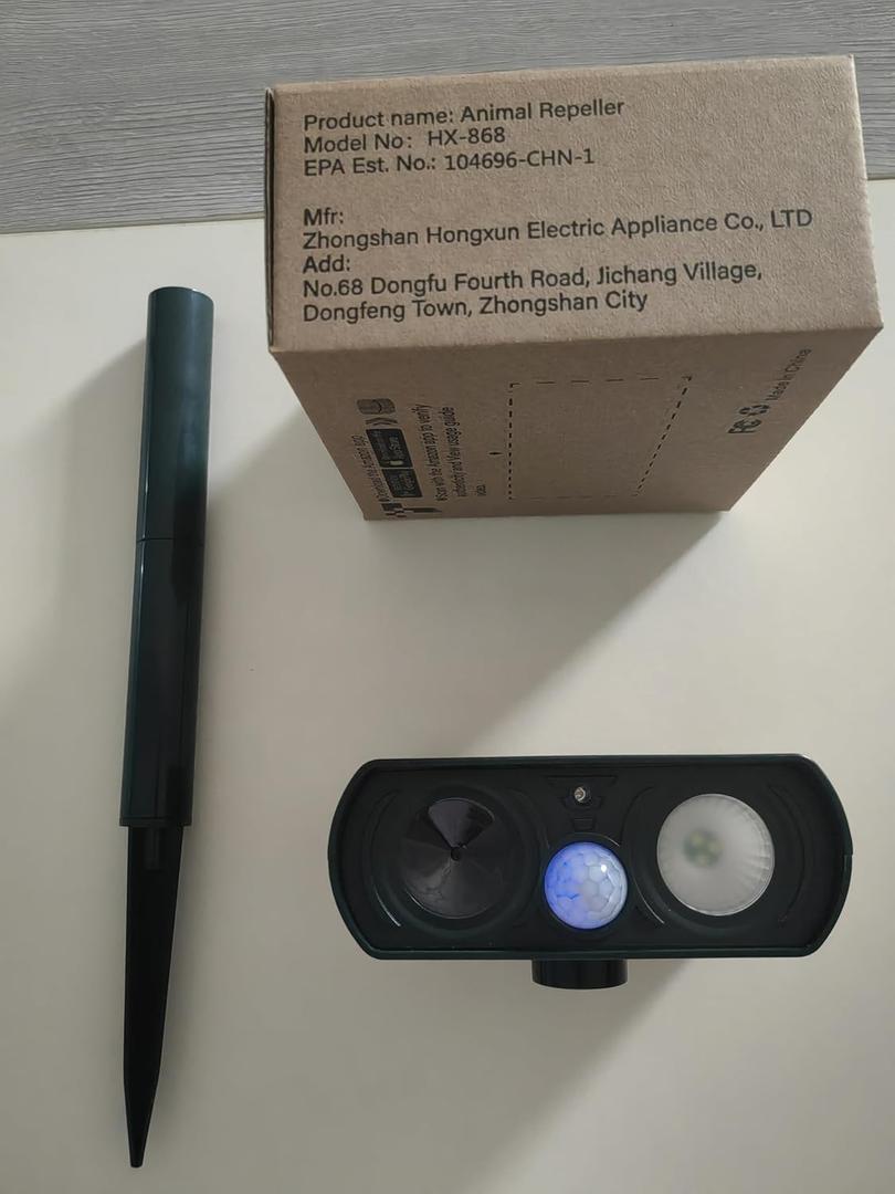 Upgraded Solar Ultrasonic Animal Repellent, Cat Repellent Outdoor Waterproof with Motion Detection, Deer Repellent Devices Squirrel Skunk Rabbit Raccoon Dog Chipmunk Deterrent Animal Repeller for Yard