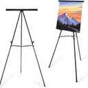 Falling in Art Extra Large 70" High Flip Chart Tripod Display Easel, Black Heavy Duty Aluminum Presentation Stand, Showroom Display Stand for Signs, Paintings, and Posters