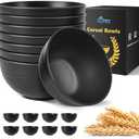 HOTEC BPA Free Unbreakable Wheat Straw Cereal Bowls - Microwave & Dishwasher Safe Soup and Salad Bowls, Set of 5, 26oz, Black