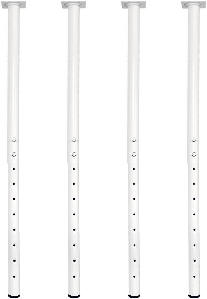 QLLY Adjustable Metal Table Leg, 24-40 inch, 60-100cm, Home Office DIY Desk Leg, Furniture Leg Set (4, White)