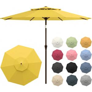 10FT Patio Umbrella, 2 Tier Outdoor Table Umbrella, Large Vented Market Umbrellas with Push Button Tilt and Crank, 8 Sturdy Ribs for Backyard, Deck, Pool, UPF50+ UV Protection