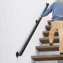 8FT Stair Railings Indoor, Black Iron Railings for Stairs, Industrial Handrail Wall Mounted, Hand Railing for Stairs Indoor 500lbs Load Capacity, Sturdy Stair Railing for Loft Porch Deck, 3 Sections