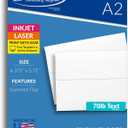 50 Pack White A2 Envelopes  Premium 28lb Bond  Square Gummed Flap - Ideal for Invitations, Cards & Crafts  Made in the USA
