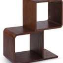 Modern Narrow Side Table, 3 Tier Skinny Slim End Table with Storage Shelves, Solid Wood Minimalist Nightstand for Small Spaces, Living Room, Bedroom, 24 L x 9 W x 24 H, Walnut