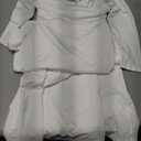 VKIHOC Off The Shoulder Long Sleeve Maxi Dress Lace Up Bodycon Cut Out Formal Wedding Guest Long Dresses for Women Fall, White, Size: M