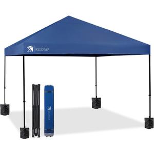12x12 Pop up Canopy Tent Patented EZ Set up Instant Outdoor Canopy with Wheeled Carry Bag Bonus 4 Weight Sandbags, 8 Stakes and 4 Ropes Blue