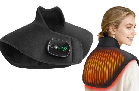 Cordless Electric Heating Shoulder Neck Pad 5 Heat Levels Hot Compress Cervical Rechargeable Warm Shawl for Office Home Use