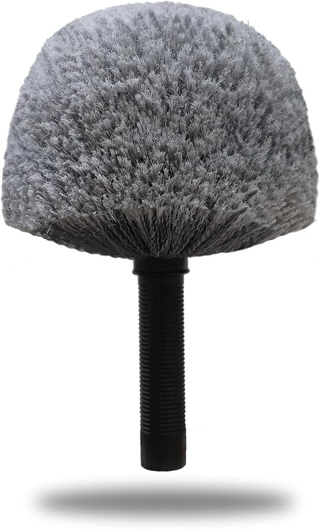 Grey Corner Cobweb Duster Head Brush - High Efficiency Twist-On Spider Web Brush Cleaning Tool for Indoor & Outdoor Cleaning, Compatible with Standard Acme Threaded Poles -1 Pack