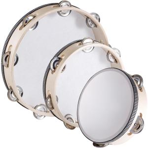 3 Pack Tambourine for Adults Hand Held Wood Single Row Tambourine Metal Jingles Musical Educational Instrument Rhythm Percussion for KTV, Party, Church (6 Inch+8 Inch+10 Inch)