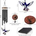 2in1 Design Memorial Wind Chimes for Loss of Loved One - Hummingbird Wind Chimes Sympathy Windchimes Outdoors, Bereavement Gifts for Loss of Mother, Father, Husband, in Loving Memory Garden Decor 32"