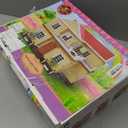 Family Cozy Cabin Doll House Playset, Dollhouse Furniture and Accessories,DIY Cottage Pretend Play Dollhouses, for Toddlers, Boys & Girls