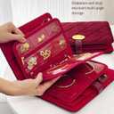 Travel Jewelry Organizer Case - Portable Jewelry Box for Women with Multiple Compartments, Mini Travel Jewelry Bag for Earrings, Necklaces, Rings & Bracelets (Red)
