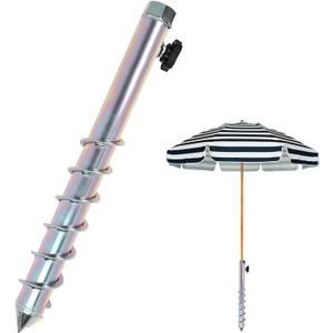 Beach Parasol Umbrella Sand Anchor Base, Steel Heavy Duty In-Ground Anchor Rust-Proof