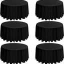 10 Pack Round Tablecloths - 120 Inch, Black Polyester Tablescape Fabric: Stain & Wrinkle Resistant, Ideal for Weddings & Parties