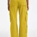 Cargo Pants for Women Low Rise Drawstring Waist 7 Pockets Hiking Work Wide Leg Pants with Zipper Button Closure (Small)