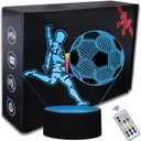Soccer Night Light, 3D LED Night Lamp for Boys - Football Themed Bedroom Lamps, Optical Illusion Lamp with Remote Control, Perfect for Kids' Room Décor, Cool Gifts for Soccer Lovers (SONL-RW)
