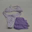 SHENHE Women's 3 Piece Floral Bikini Set with Wrap Coverup Halter Triangle Swimsuits (Purple) Large