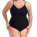 BLEVONH Womens Bodysuit Tummy Control Shapewear Spaghetti Strap Bodycon Seamless Body Shaper Plus Size (XL, Black)
