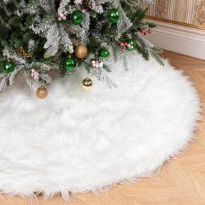60 Inch White Christmas Tree Skirt with 4.5" Extra Long Pile Ultra Plush Faux Fur Tree Skirt for 6-9 Ft Trees