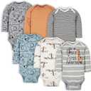 Gerber Baby Boys' 6-Pack Long-Sleeve Onesies Bodysuit (3-6 Months, Jungle Blue)