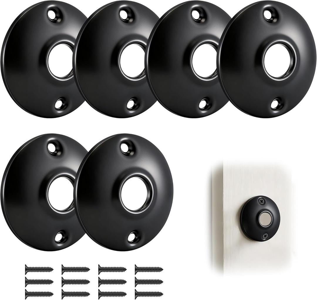 Saillong 6 Pack Vintage Door Knobs Round Rosettes, Classic Old Style Door Knob Replacement for Interior Doors, Antique Doors Knob Backplate for Classic Home Restoration (Matte Black)