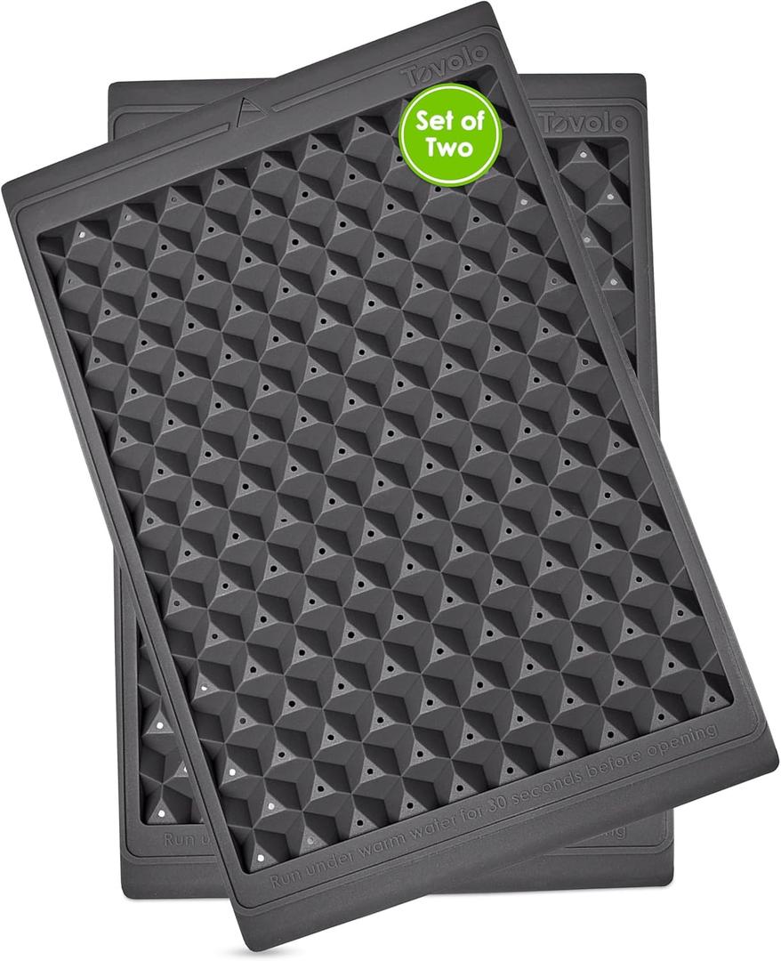 Tovolo Mini Ice Cube Tray Set with Twist and Release Mini Nugget Ice Cube Trays, BPA Free Silicone Mini Ice Tray with Storage Bin and Mini Scoop, Stackable Dishwasher Safe Mini Ice Cube Trays (2 Pack)