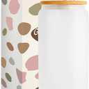 Cute Cartoon Mouse Lover Gifts Initial A-Z Personalized Iced Coffee Cup Magic Mouse Stuff Wizard Gift 16oz Glass Cup with Lid and Straws Birthday Christmas Gifts for Women Teen Girls ( Letter T)