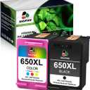 650XL High Yield Replacement for HP 650 XL Black and Tri-Color Ink Work with Deskjet 1015 1515 3515 2515 2645 2545 4645 Printer (1 Black, 1 Tri-Color)