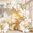 White and Gold Balloon Garland Arch Kit, Pearl White Chrome Gold Balloons for Birthday Wedding Baby Shower Bridal Gender Reveal Party Decorations