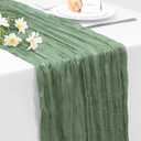 INVGEEXI 1 Pack Sage Green Cheesecloth Table Runner 35" x 120", Boho Rustic Farmhouse 10FT Gauze Table Runner for Wedding Baby Shower Birthday Party Holiday Decor