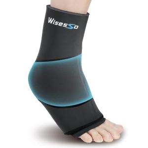 Wisesso Ankle Ice Pack Wrap, Achilles Tendonitis Brace for Hot & Cold Compress, Resuable Ankle Ice Pack for Injuries, Swelling, Plantar Fasciitis, Sprained, Pain Relief (Black, 1 Pack)